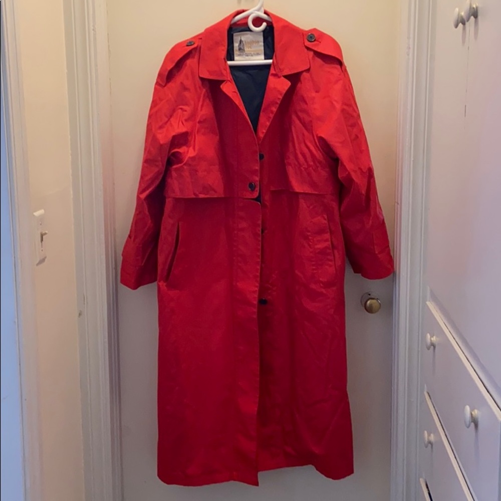 Vintage Red London Fog Light Trench Coat - Picture 1 of 4